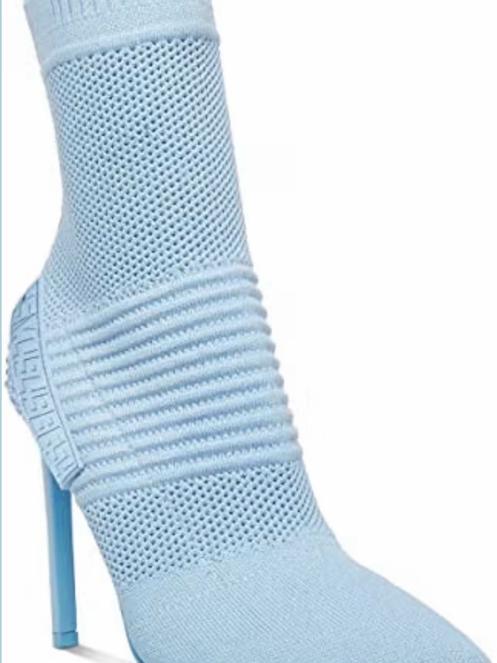 Steve Madden Powder Blue Knit Sock Stiletto Boot